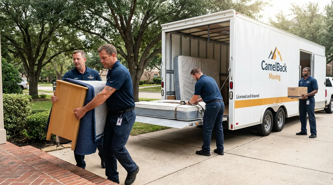 Crew loading residential truck for cross-state move from Wayzata, MN